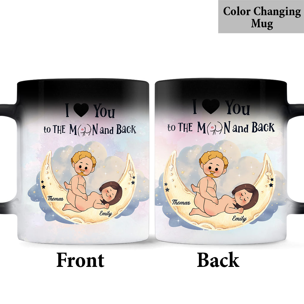 Ich liebe dich bis zum Mond und zurück – Personalisierte Tasse für Paare