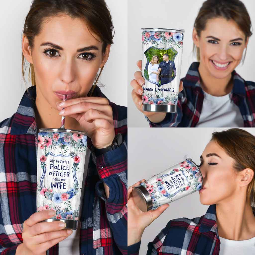 Personalisierter Becher mit Blumenabzeichen meines Lieblingspolizisten