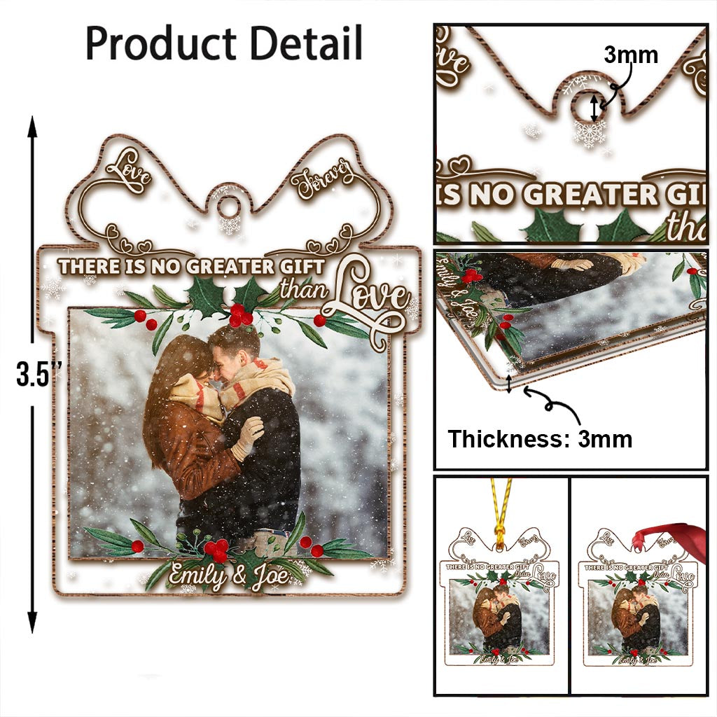 There Is No Greater Gift Than Love - Personalized Christmas Couple Transparent Ornament