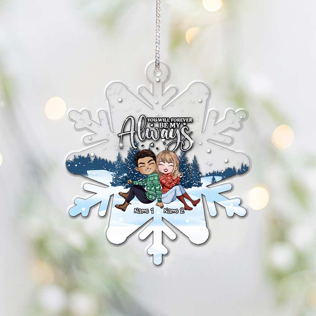 You Will Forever Be My Always - Personalized Christmas Couple Transparent Ornament