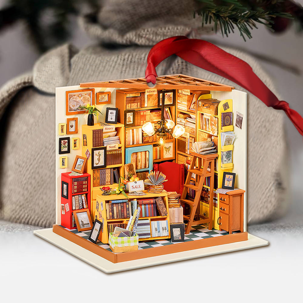 Vintage-Buchhandlung – Weihnachtsschmuck in Buchform (beidseitig bedruckt)