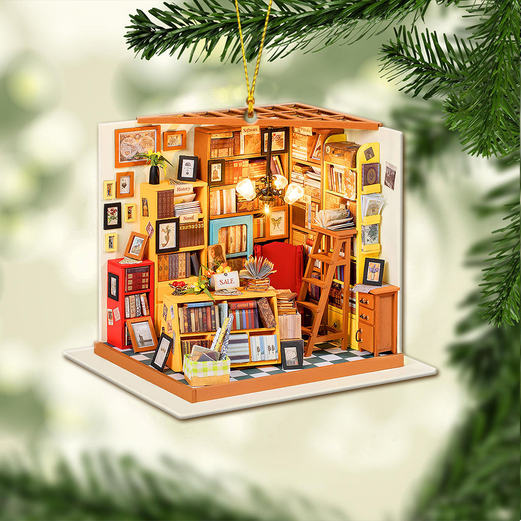Vintage-Buchhandlung – Weihnachtsschmuck in Buchform (beidseitig bedruckt)
