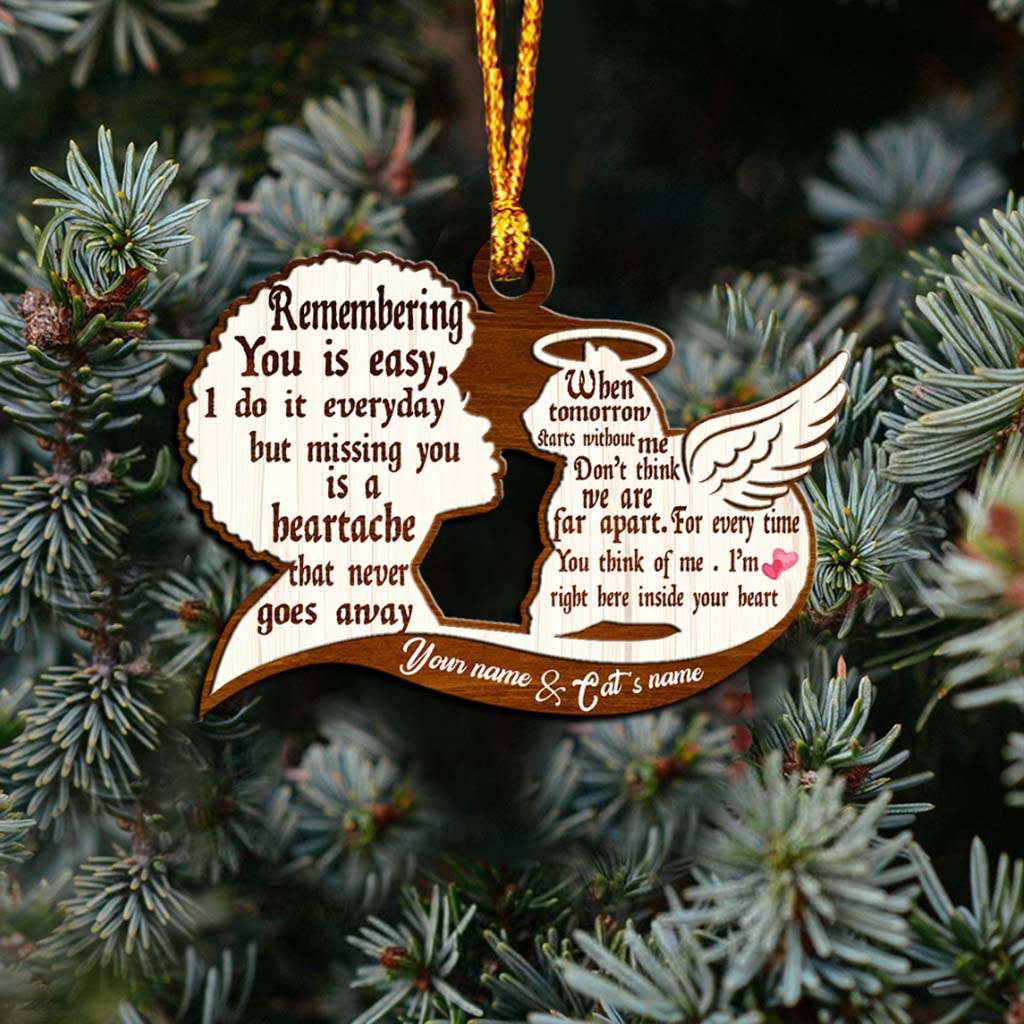 Sich an dich zu erinnern ist ganz einfach – personalisierter Weihnachtsschmuck in Katzenform (beidseitig bedruckt)