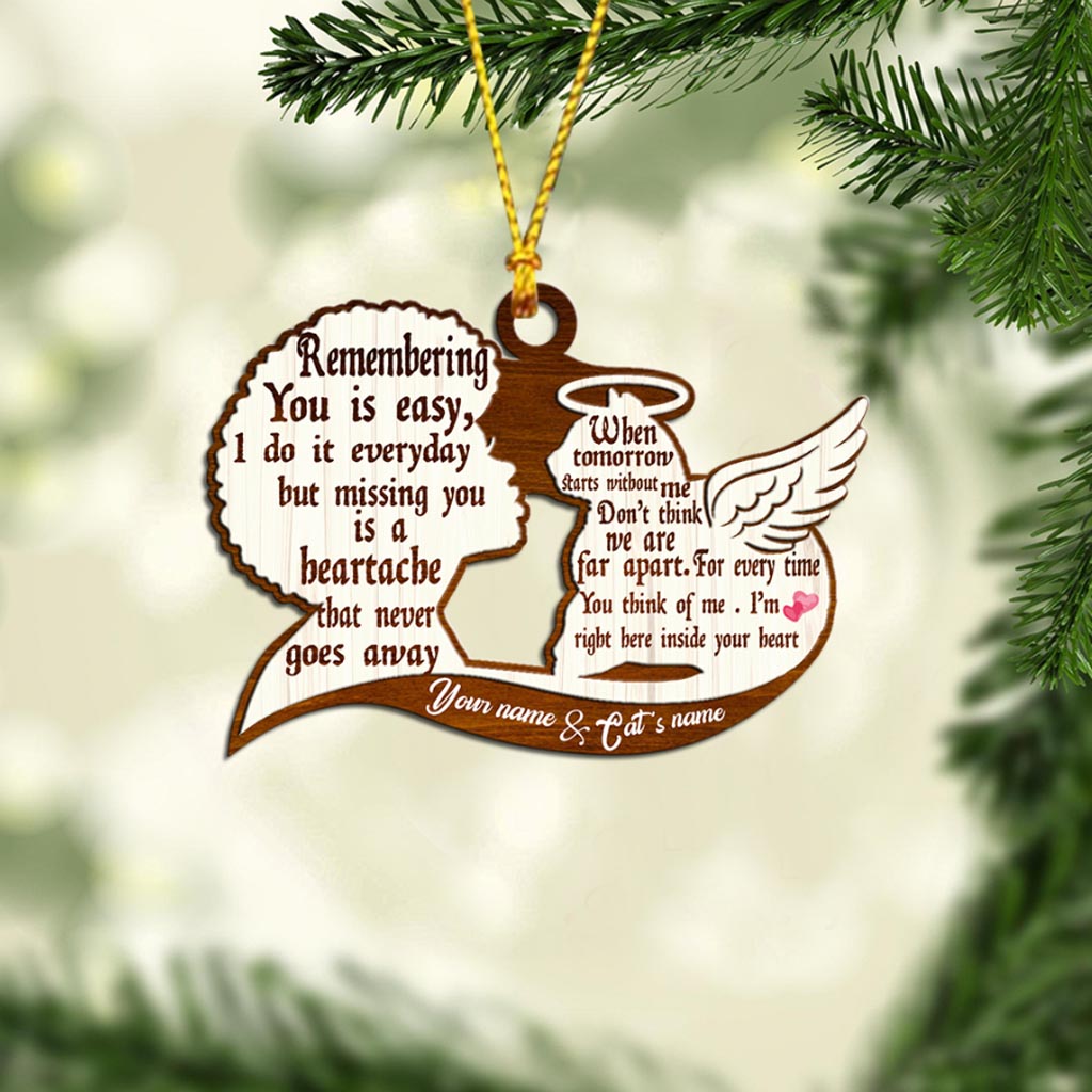 Sich an dich zu erinnern ist ganz einfach – personalisierter Weihnachtsschmuck in Katzenform (beidseitig bedruckt)