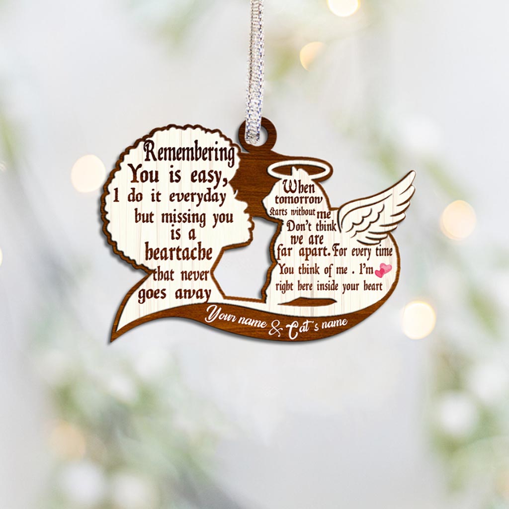 Sich an dich zu erinnern ist ganz einfach – personalisierter Weihnachtsschmuck in Katzenform (beidseitig bedruckt)
