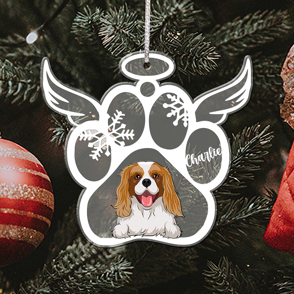 Christmas Paw Prints For Pet - Personalized Dog Transparent Ornament