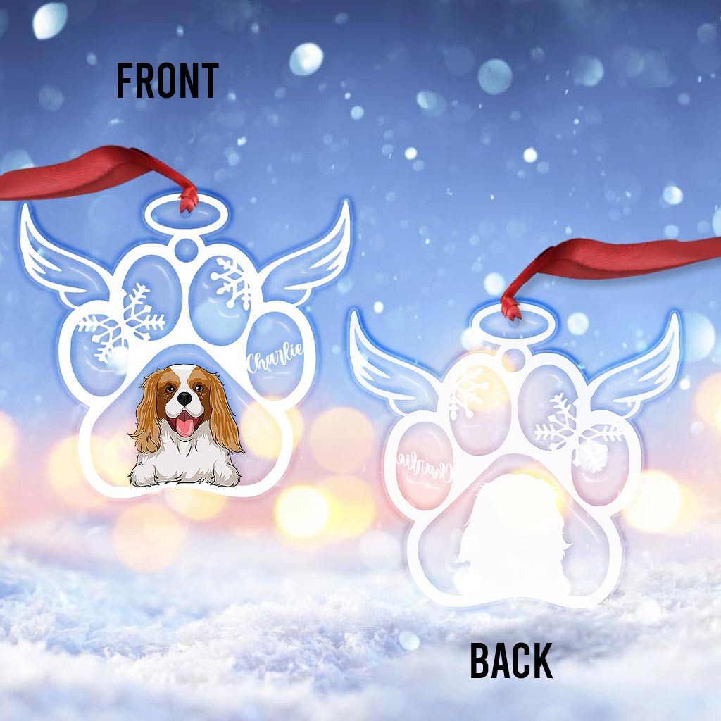 Christmas Paw Prints For Pet - Personalized Dog Transparent Ornament