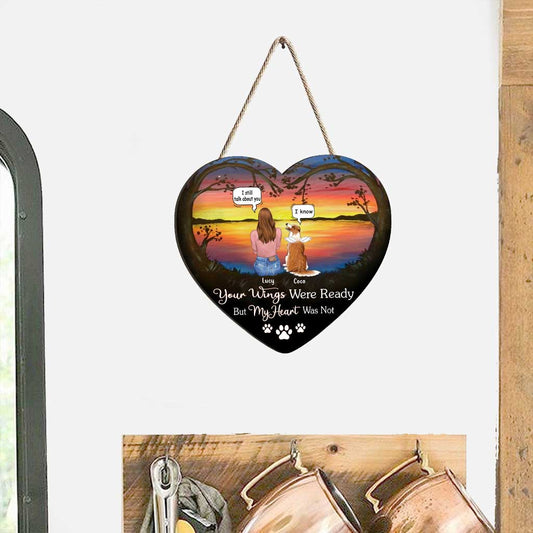 Deine Flügel waren bereit, doch mein Herz nicht. Ich vermisse dich – personalisiertes Holzschild für Hunde