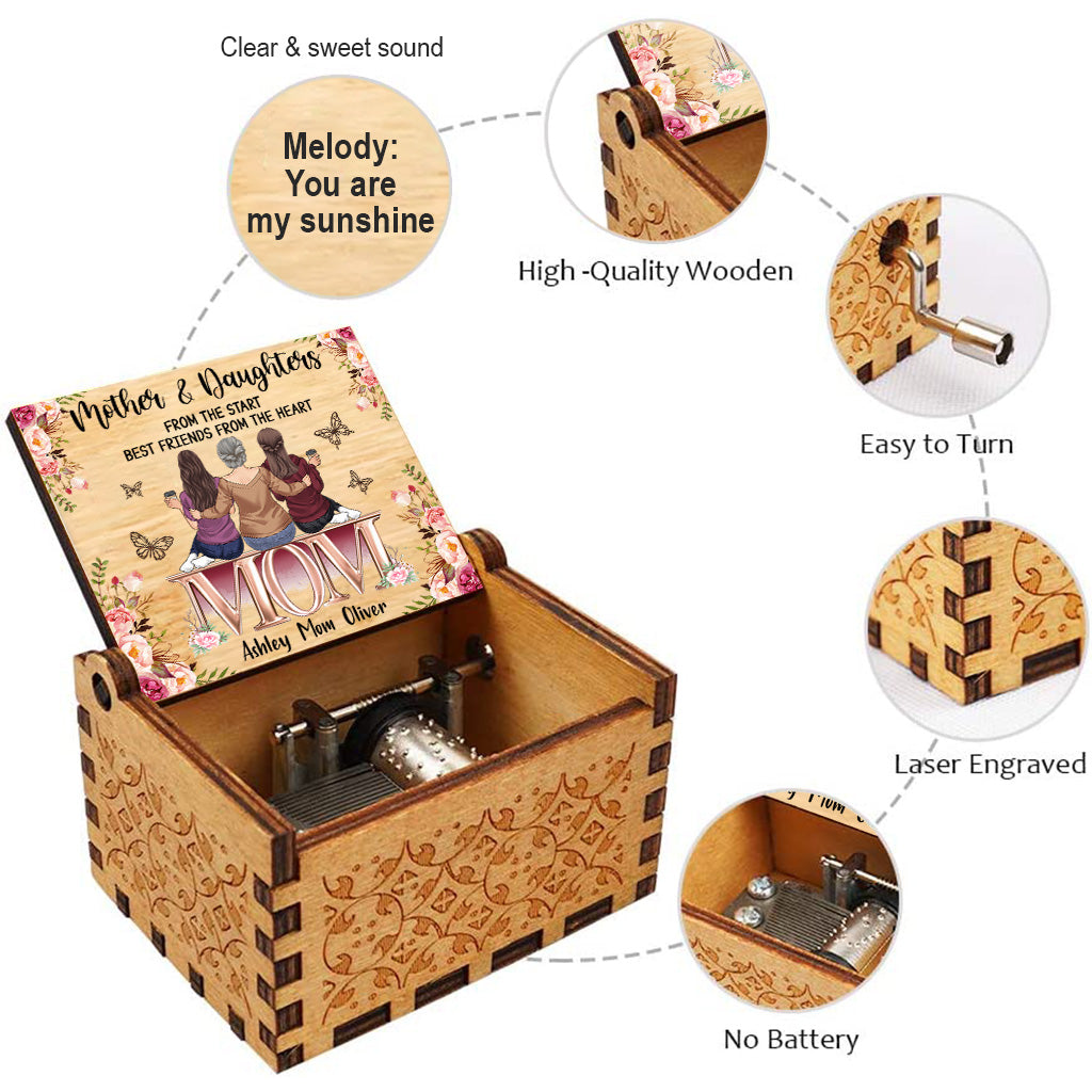 Beste Freundinnen von Herzen – Personalisierte Muttertags-Spieluhr mit Handkurbel