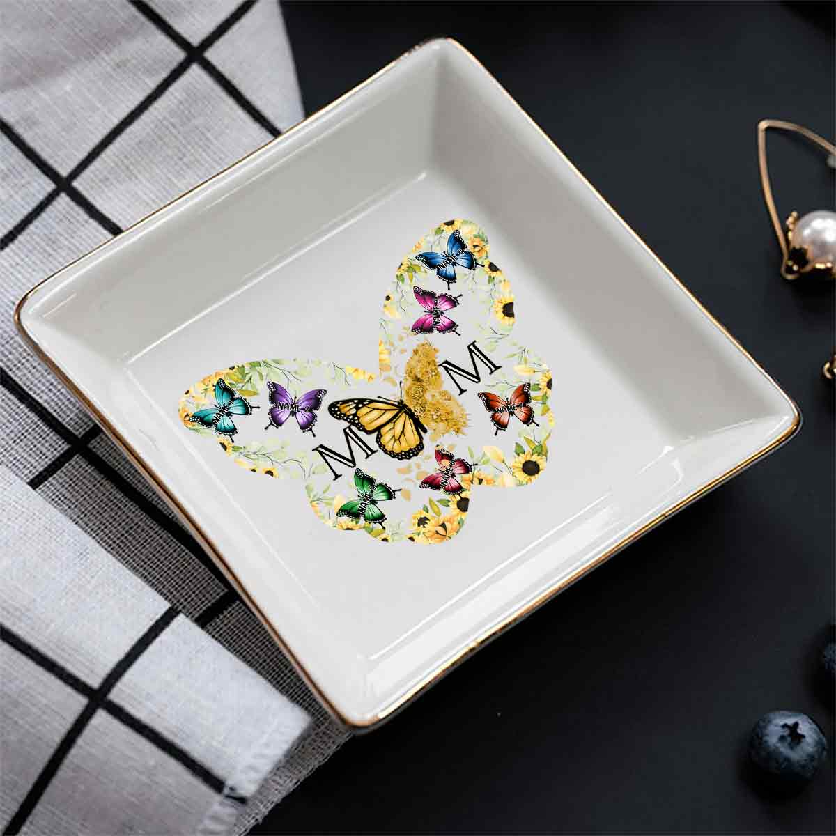 Mom Butterfly - Personalized Mother Jewelry Dish