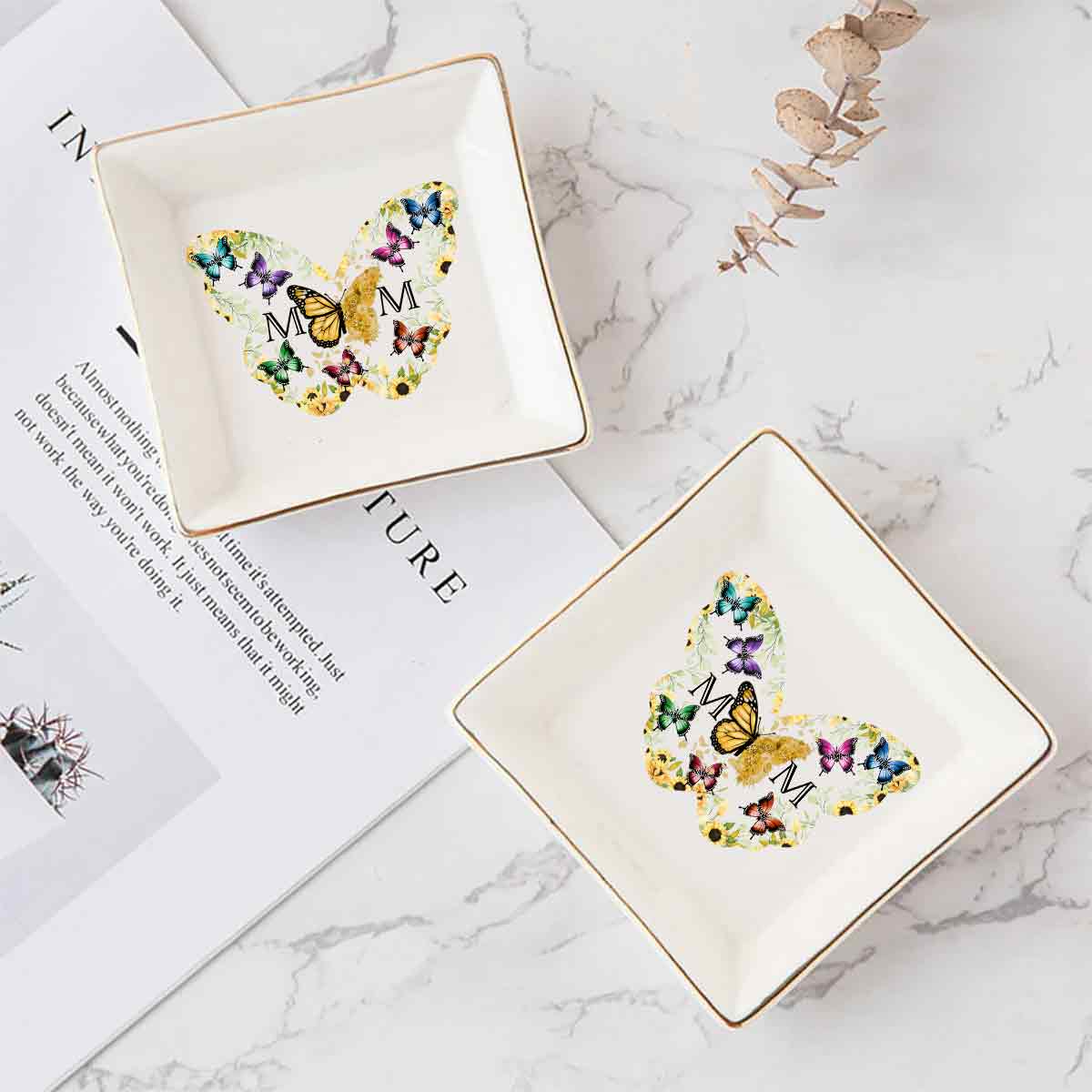 Mom Butterfly - Personalized Mother Jewelry Dish