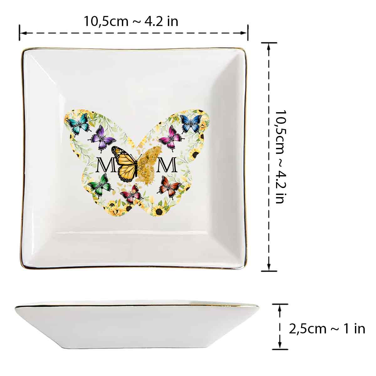 Mom Butterfly - Personalized Mother Jewelry Dish