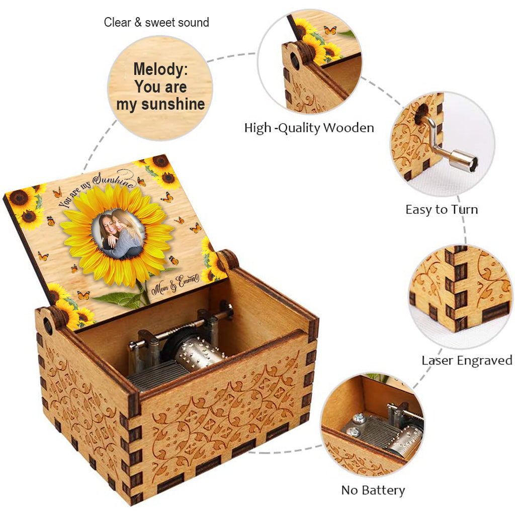 Du bist mein Sonnenschein – Personalisierte Muttertags-Spieluhr mit Handkurbel