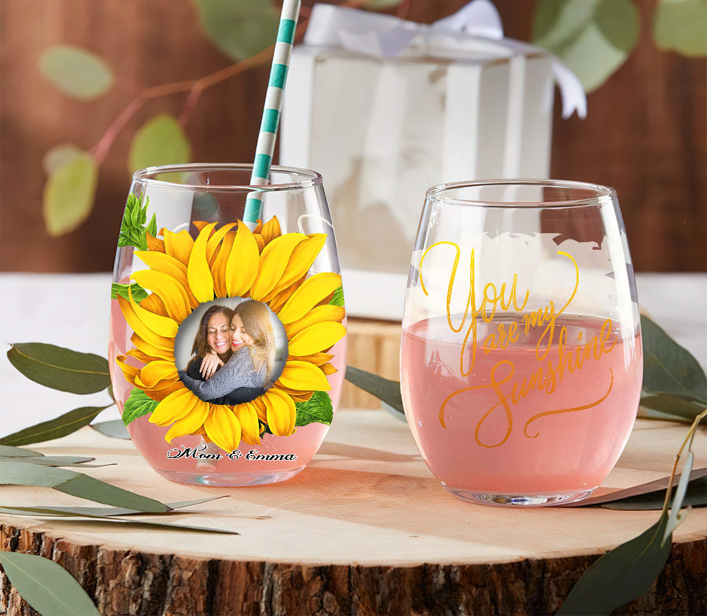 You Are My Sunshine - Personalized Mother's Day Mother All Over Wine Glass
