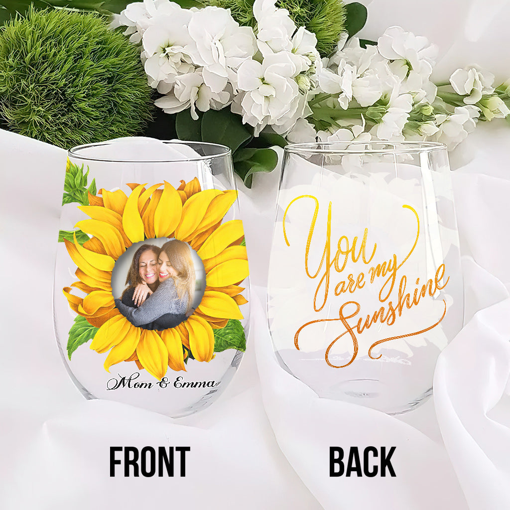 You Are My Sunshine - Personalized Mother's Day Mother All Over Wine Glass