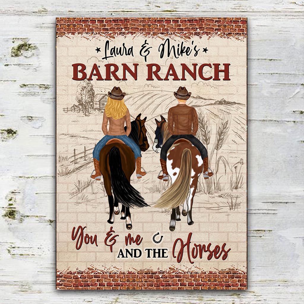 Du und ich und das Pferd – Personalisiertes rechteckiges Metallschild mit Pferdemotiv