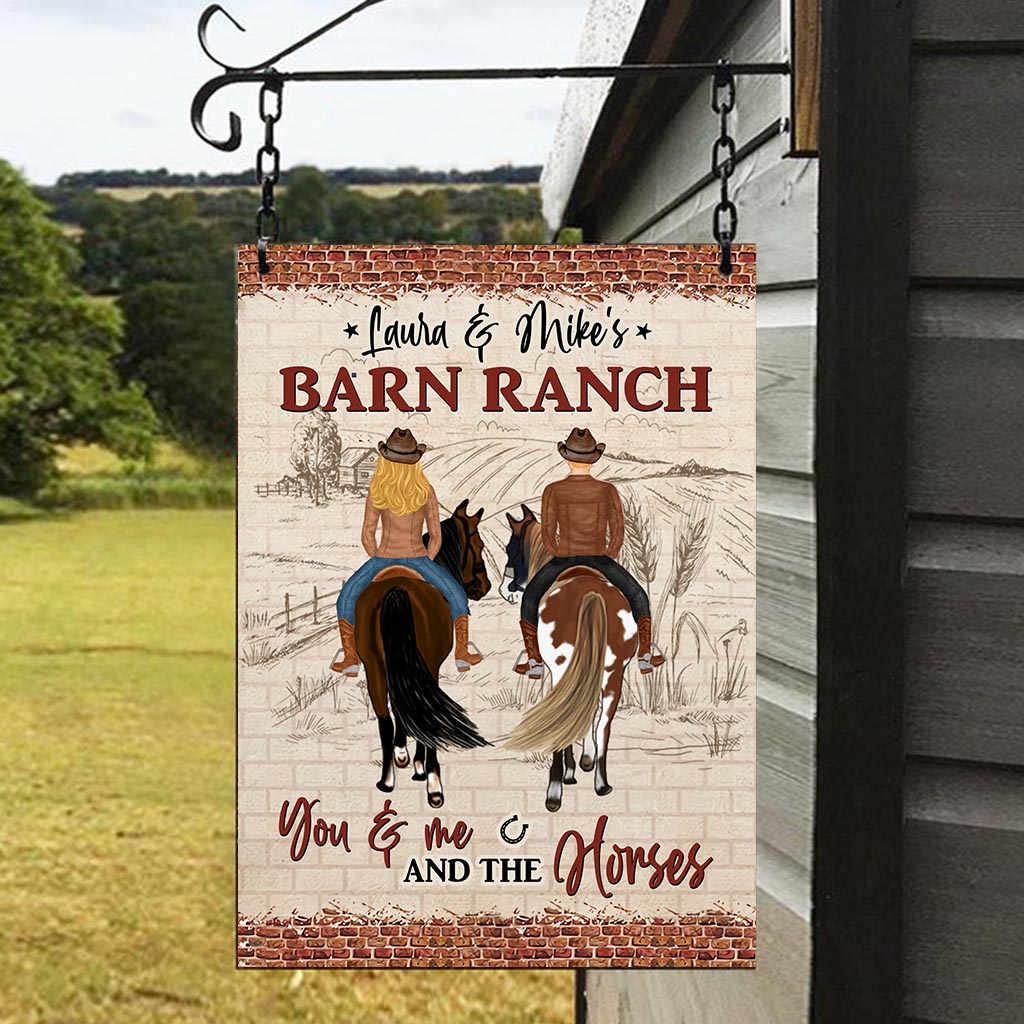 Du und ich und das Pferd – Personalisiertes rechteckiges Metallschild mit Pferdemotiv