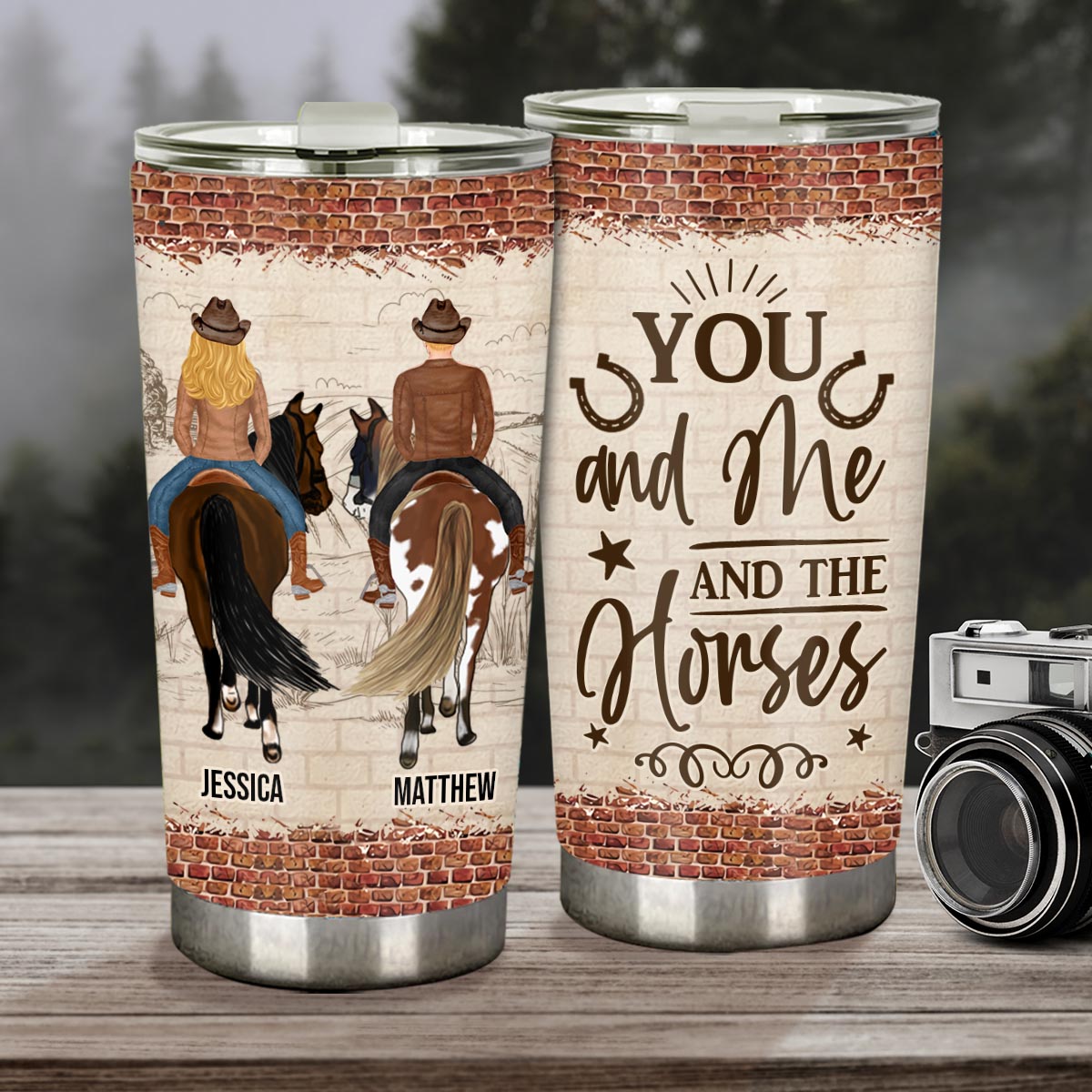 You And Me And The Horse - Personalized Horse Tumbler