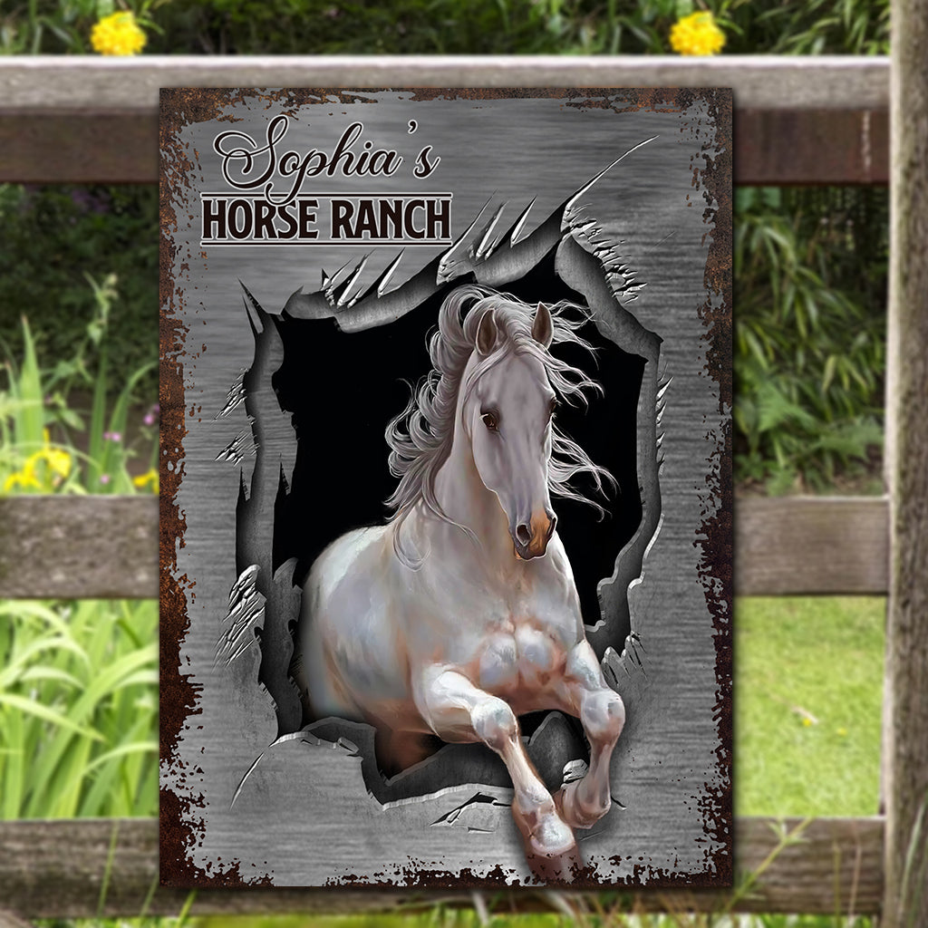 Horse Barn - Personalized Horse Rectangle Metal Sign