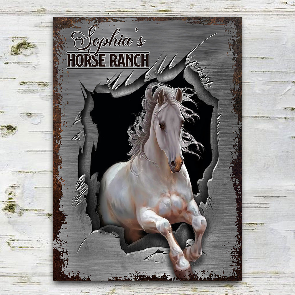 Horse Barn - Personalized Horse Rectangle Metal Sign