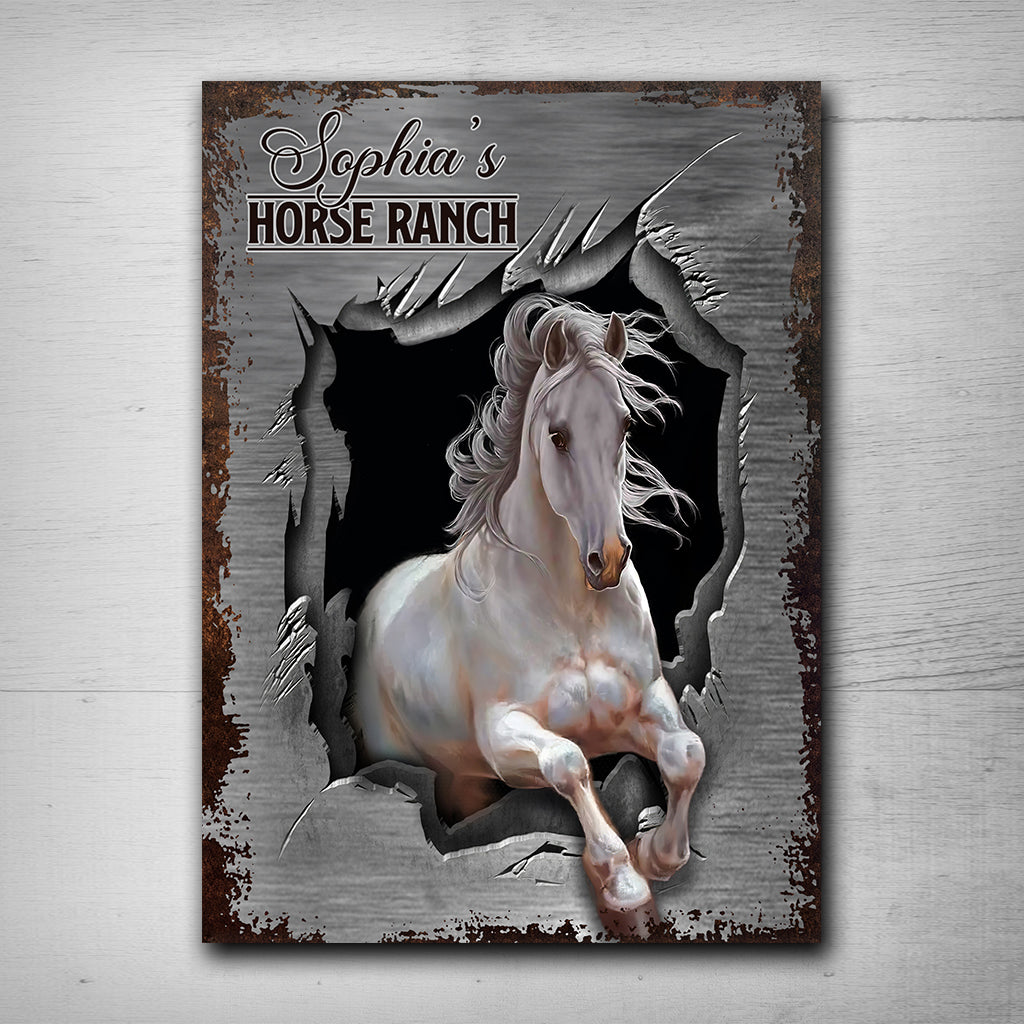 Horse Barn - Personalized Horse Rectangle Metal Sign