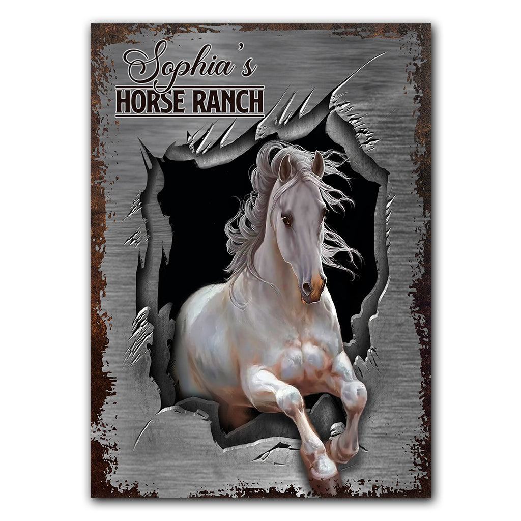 Horse Barn - Personalized Horse Rectangle Metal Sign