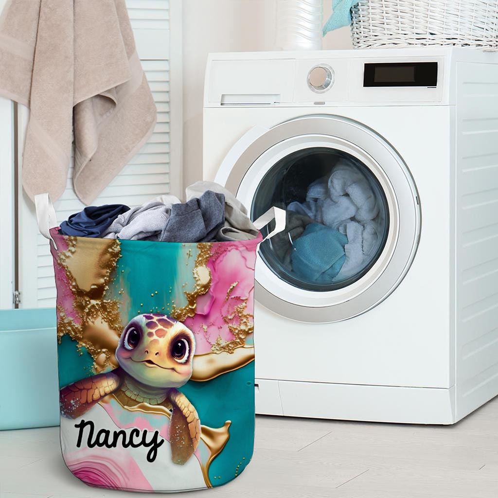 Salty Lil' Beach – Personalisierter Schildkröten-Aufbewahrungskorb