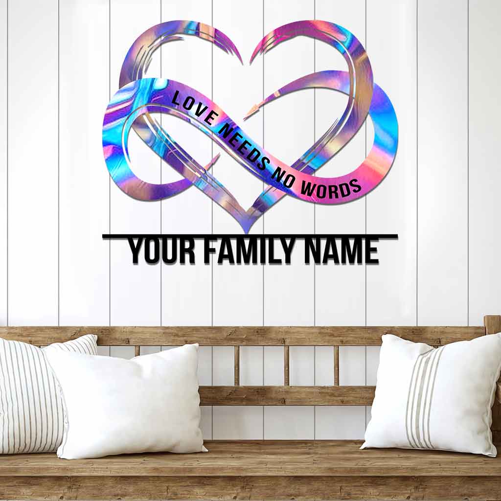 Liebe braucht keine Worte – Personalisiertes Schild aus geschnittenem Metall zur Sensibilisierung für Autismus