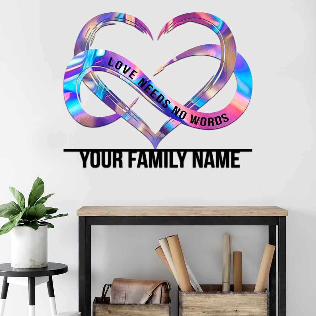 Liebe braucht keine Worte – Personalisiertes Schild aus geschnittenem Metall zur Sensibilisierung für Autismus