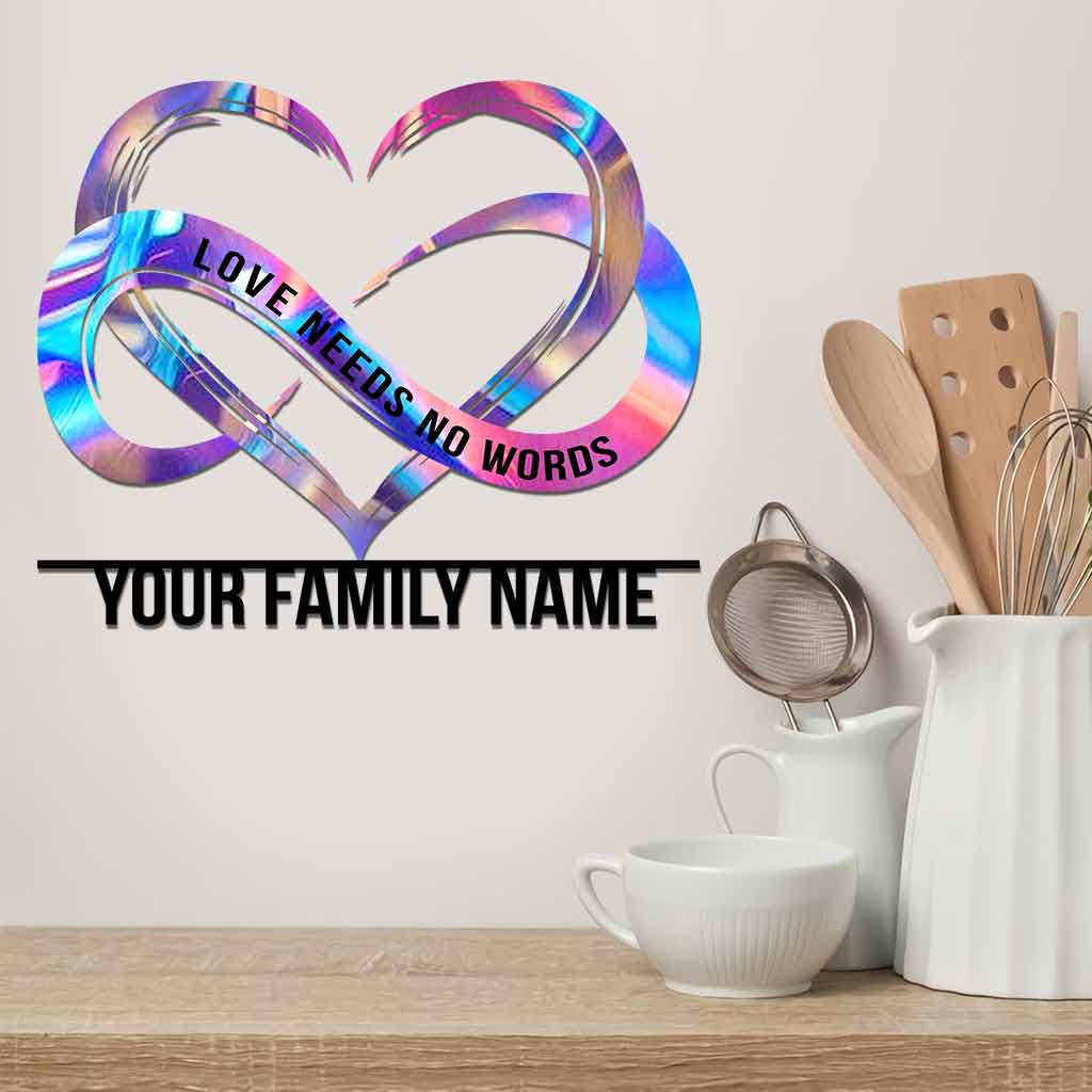 Liebe braucht keine Worte – Personalisiertes Schild aus geschnittenem Metall zur Sensibilisierung für Autismus