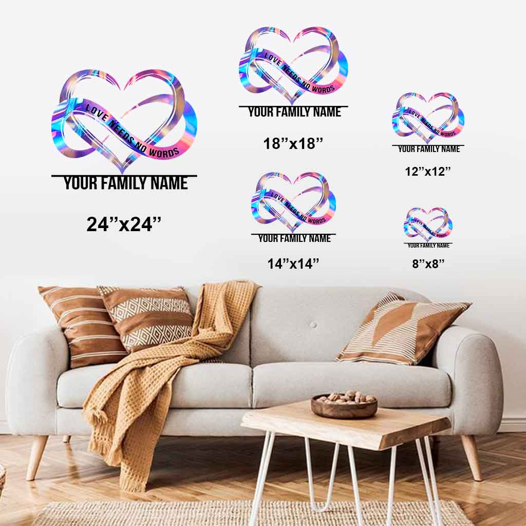 Liebe braucht keine Worte – Personalisiertes Schild aus geschnittenem Metall zur Sensibilisierung für Autismus