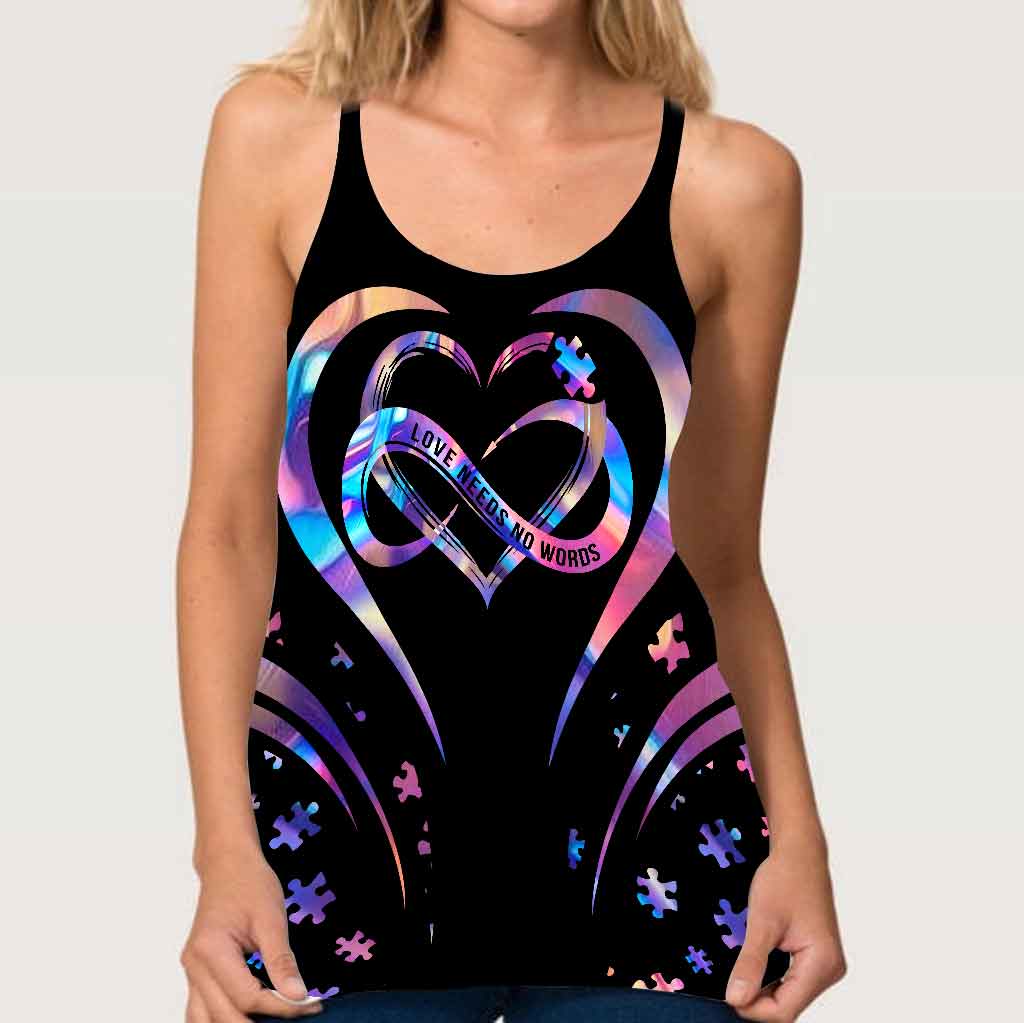 Liebe braucht keine Worte – Tanktop mit Kreuzmotiv zur Sensibilisierung für Autismus
