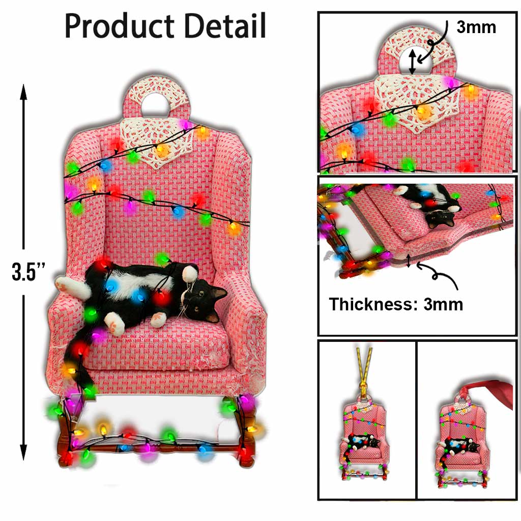 Schläfriges Kätzchen Schnurr Schnurr Schnurr - Weihnachtsschmuck mit Katze (beidseitig bedruckt)