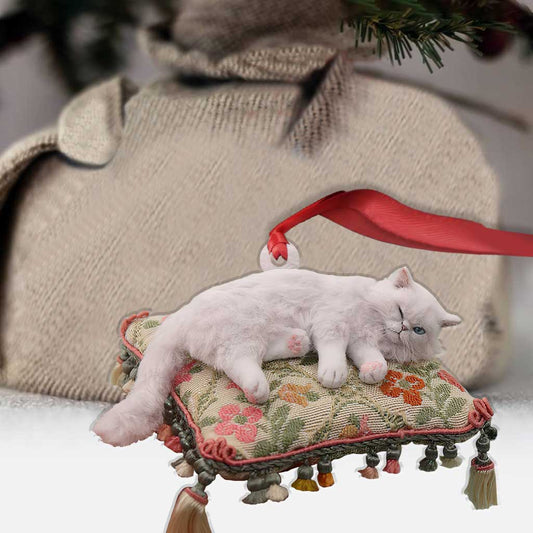 Fröhliches Kätzchen – Weihnachtsschmuck mit Katze (beidseitig bedruckt)