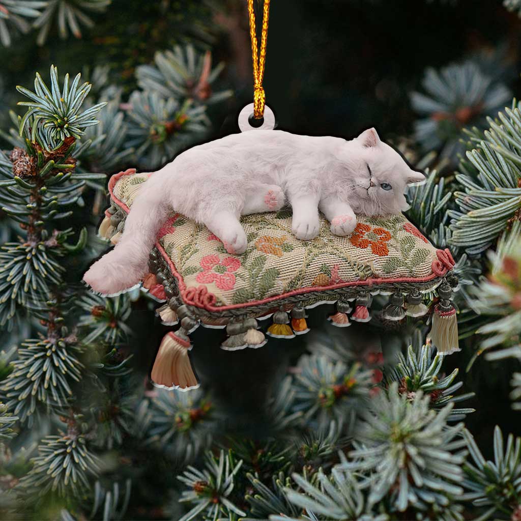 Fröhliches Kätzchen – Weihnachtsschmuck mit Katze (beidseitig bedruckt)