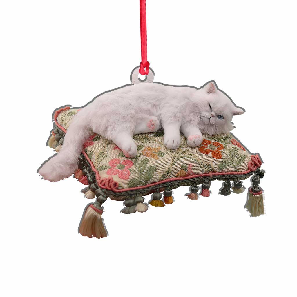 Fröhliches Kätzchen – Weihnachtsschmuck mit Katze (beidseitig bedruckt)