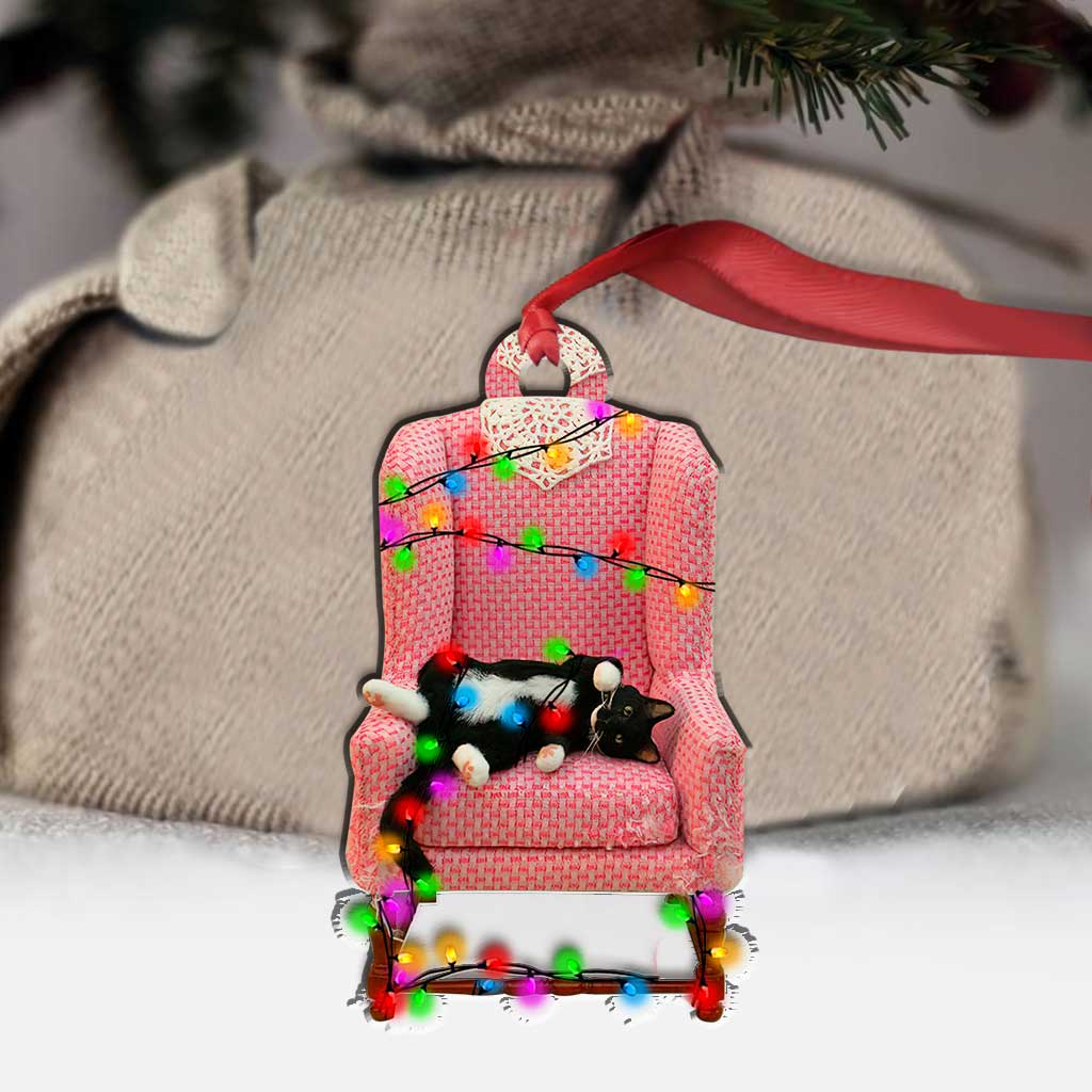 Schläfriges Kätzchen Schnurr Schnurr Schnurr - Weihnachtsschmuck mit Katze (beidseitig bedruckt)