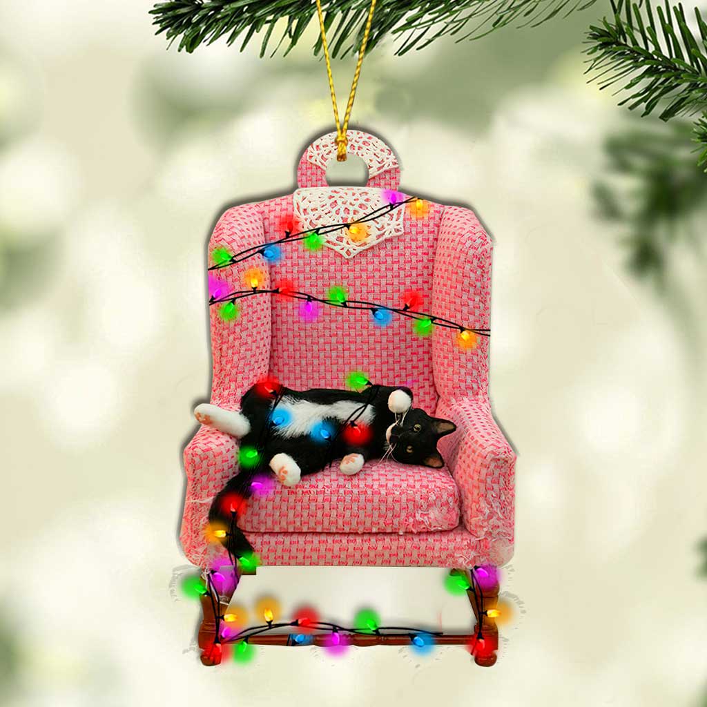 Schläfriges Kätzchen Schnurr Schnurr Schnurr - Weihnachtsschmuck mit Katze (beidseitig bedruckt)