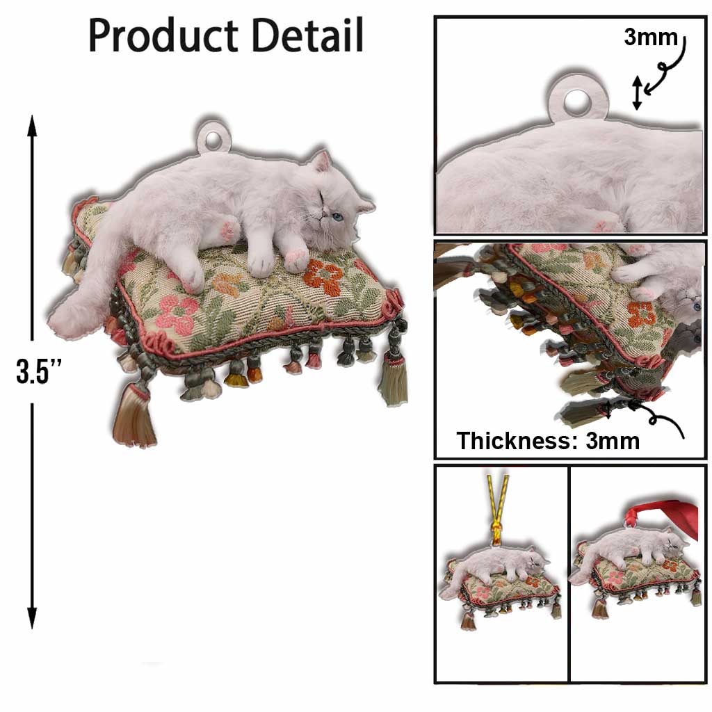 Fröhliches Kätzchen – Weihnachtskatzen-Ornament mit 3D-Musterdruck (beidseitig bedruckt)