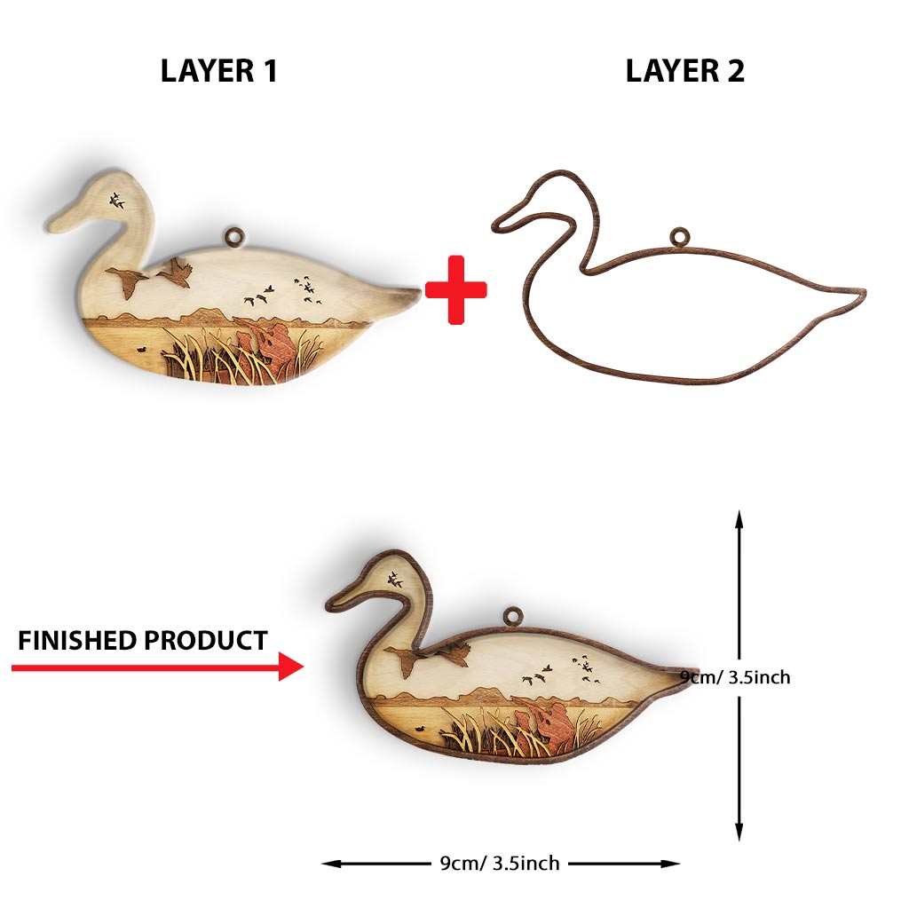 Entenjagd – Weihnachtsschmuck aus Holz (mehrlagig)