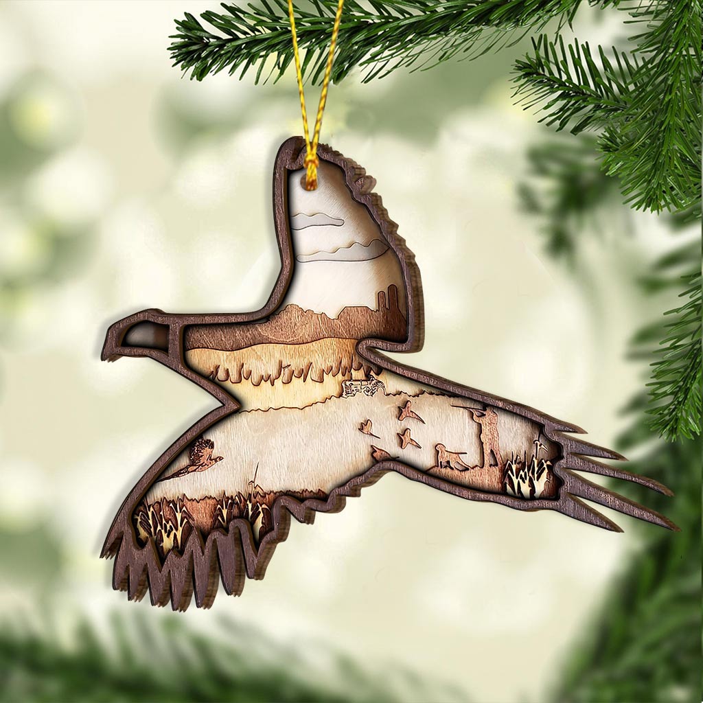 Fasanenjagd – Weihnachtsschmuck aus mehrschichtigem Holz