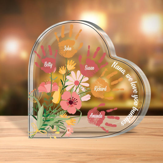 Oma, wir lieben dich – Personalisierte Acrylplakette in individueller Form zum Muttertag