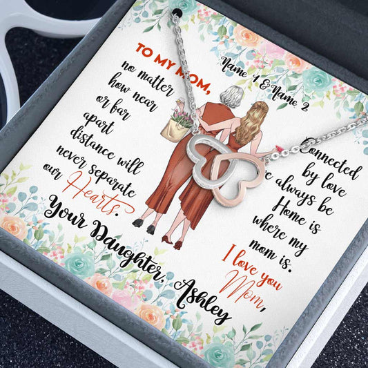 Mutter und Tochter – Personalisierte Halskette „Mutter zwei Herzen“