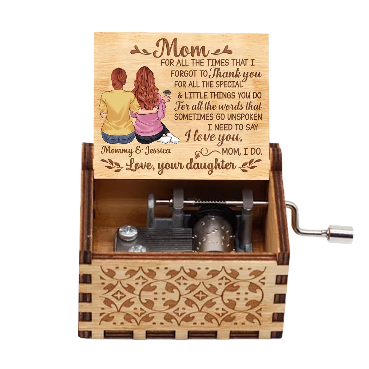 An meine liebe Mama – Geschenk für Tochter/Mama – Personalisierte Spieluhr mit Handkurbel