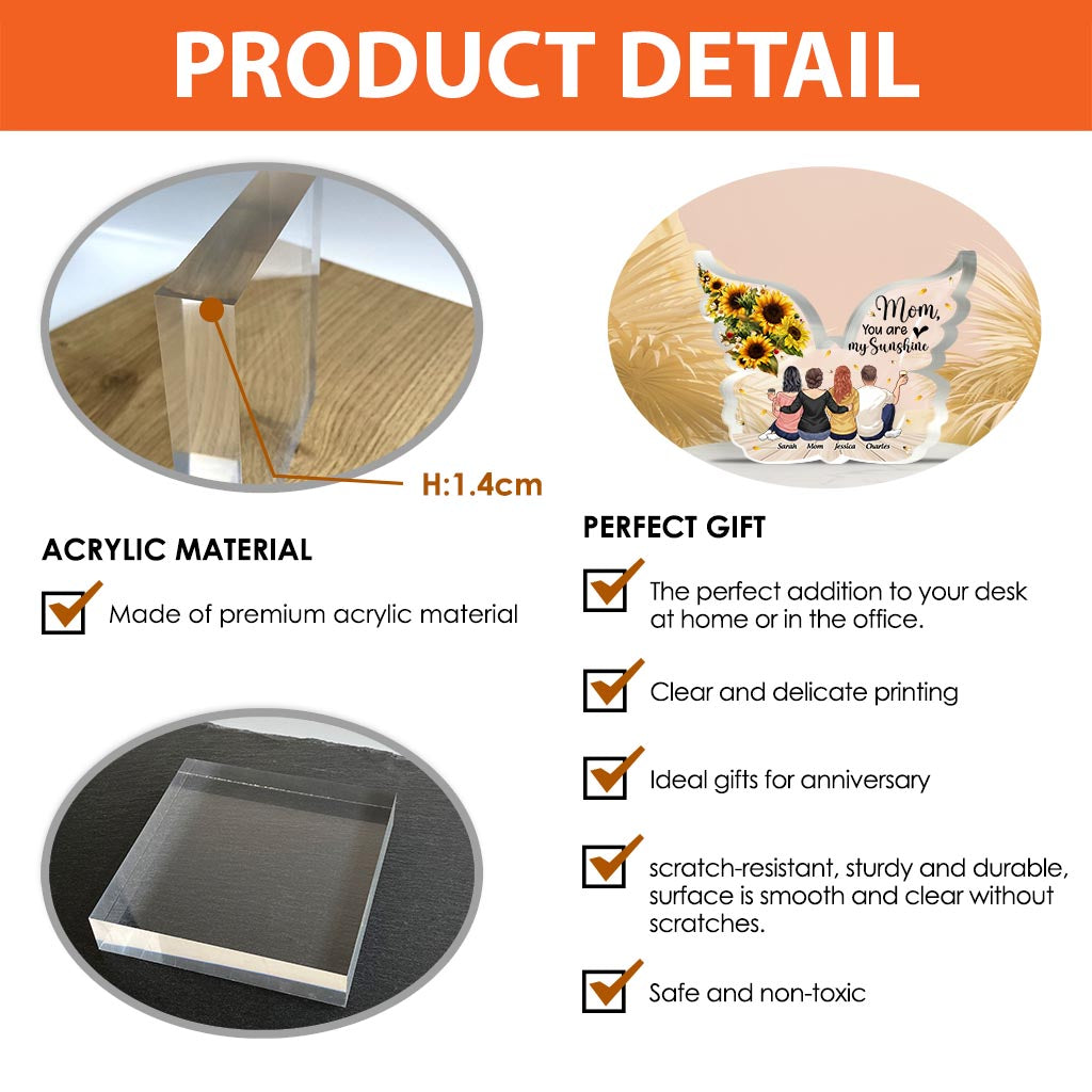 Du bist mein Sonnenschein – Personalisierte Acrylplakette in individueller Form zum Muttertag