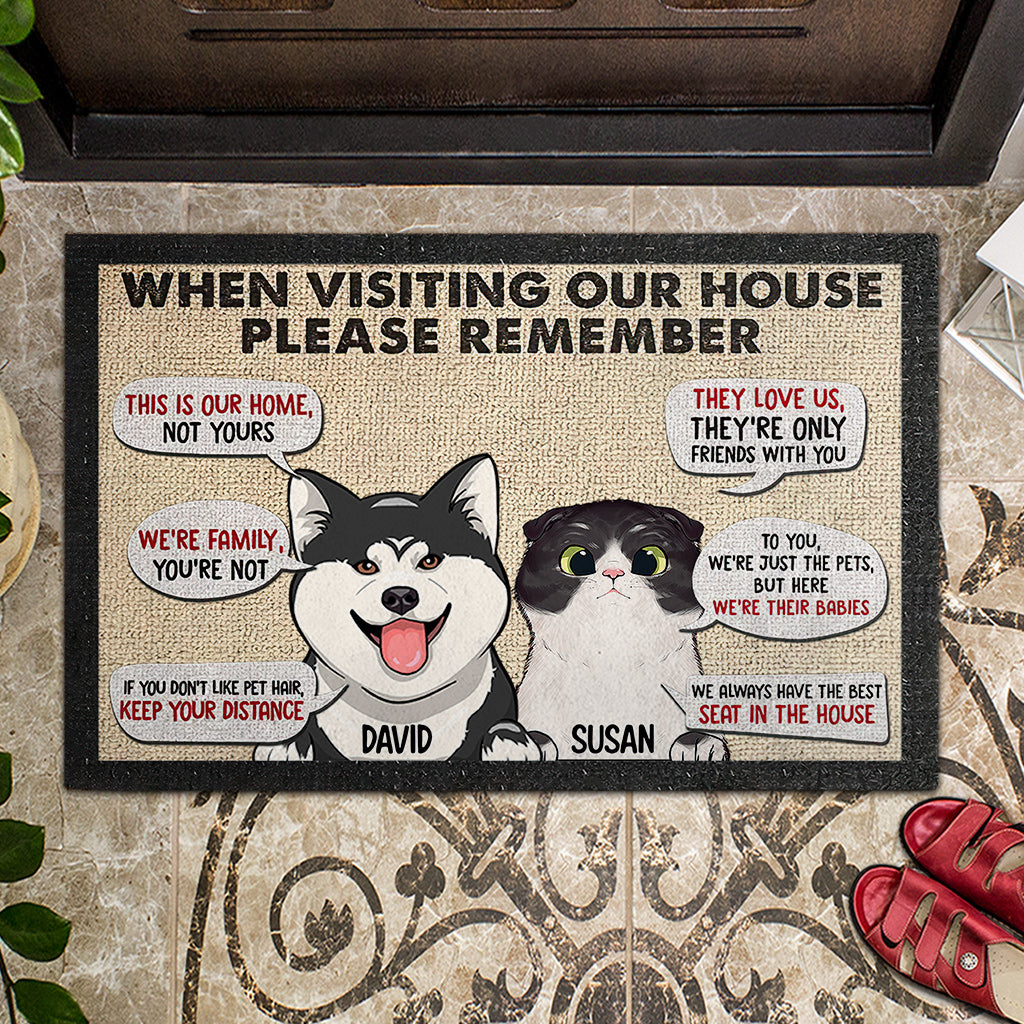 Remember When Visiting Our House - Personalized Dog Doormat