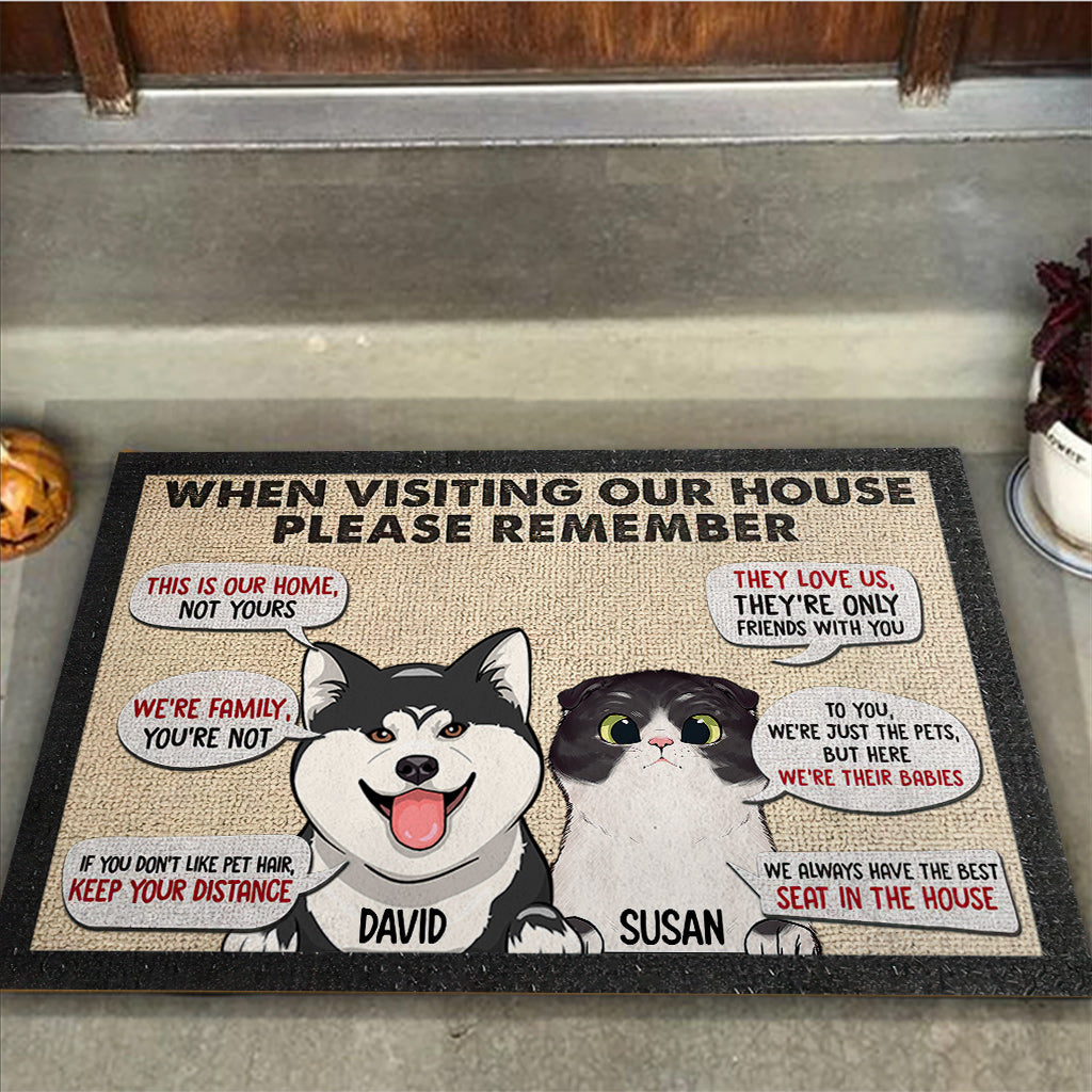 Remember When Visiting Our House - Personalized Dog Doormat