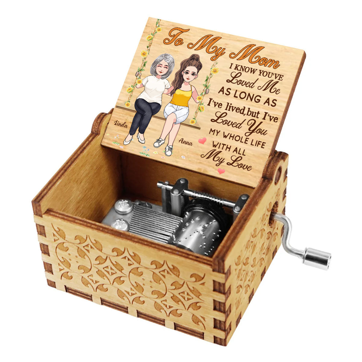 Mom I've Loved You - Personalized Mother's Day Mother Hand Crank Music Box
