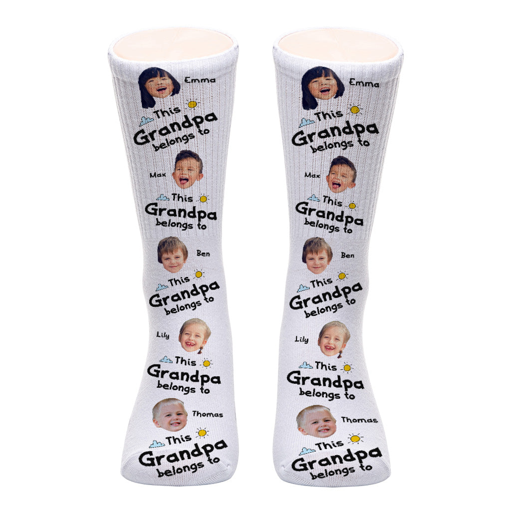 This Dad Belongs To - Gift for dad, grandpa, mom, uncle, aunt, grandma - Personalized Socks