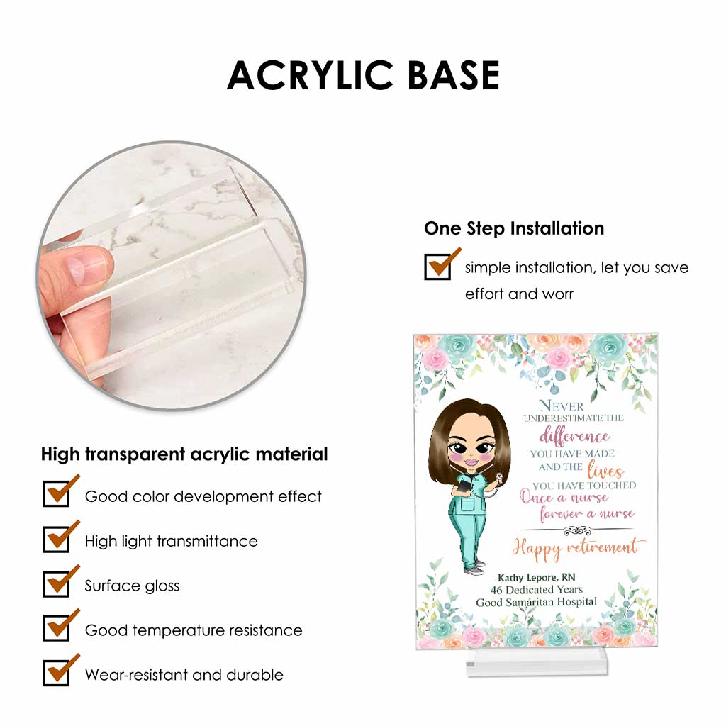 Für immer Krankenschwester – Personalisierte transparente Acrylplakette